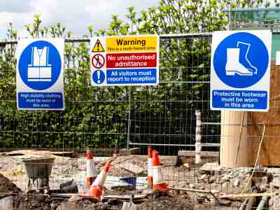 Signs on Safety Fence