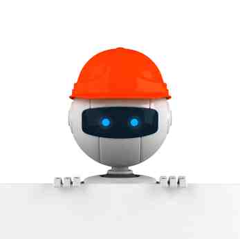 Safety Robot With Orange Hard Hat